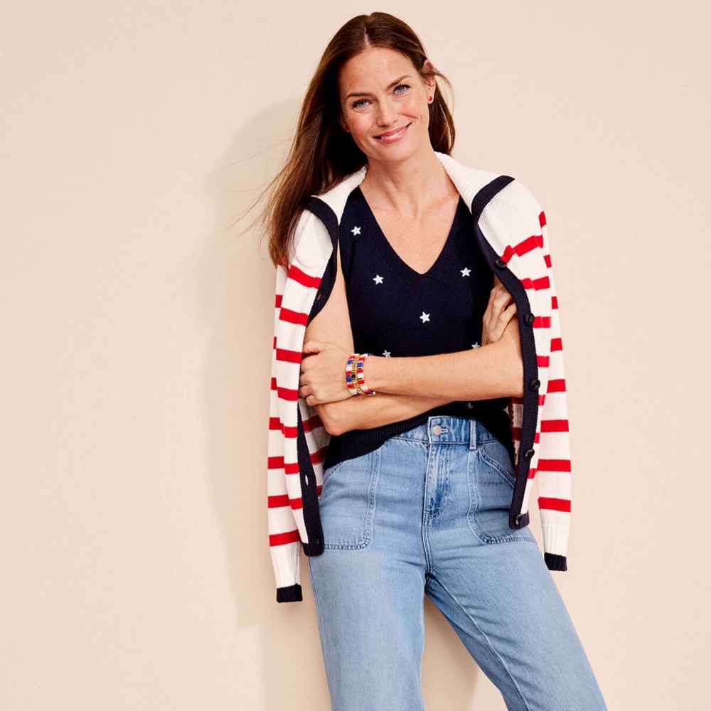 Talbots sailor collar nautical cardigan sweater - Picture 2 of 4